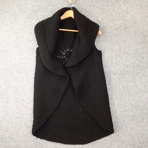 Witchy Boho Aran Cashmere Vest XS CHRISTOPHER FISCHER Black Shawl Sweater Chunky